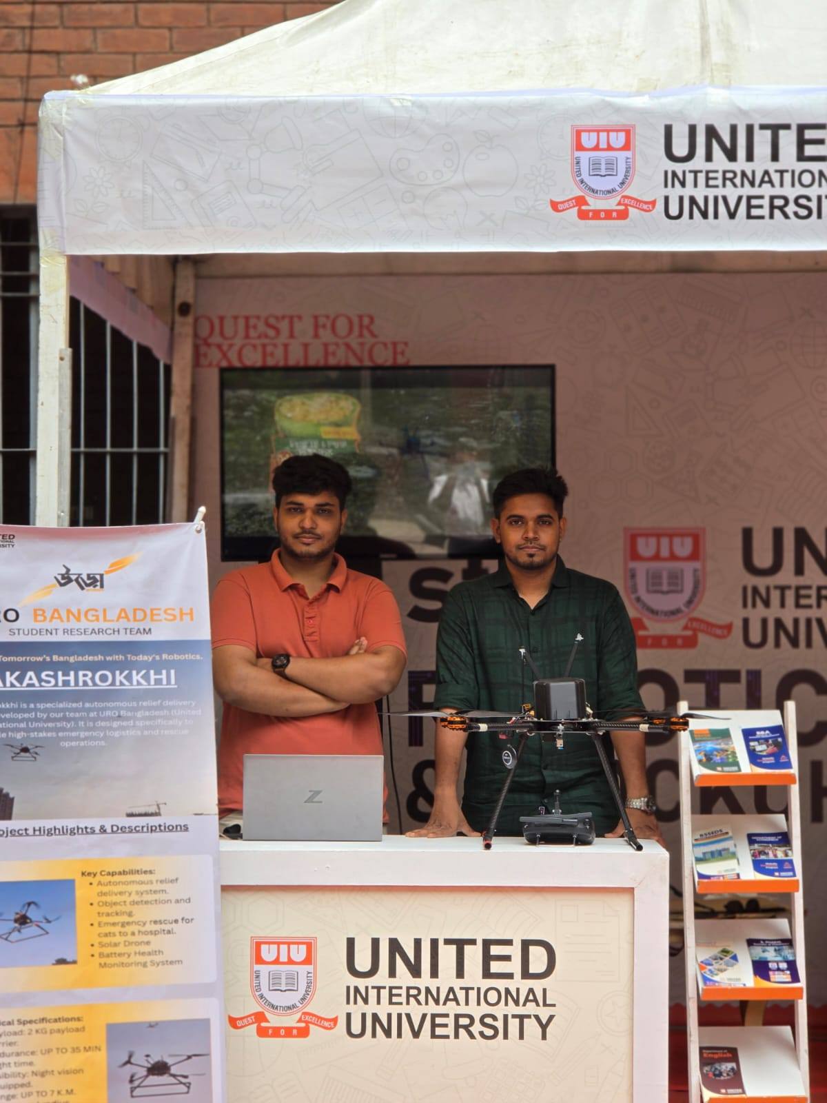 Uro Bangladesh team presenting the Akashrokkhi drone at the 43rd Udayan Science Carnival.
